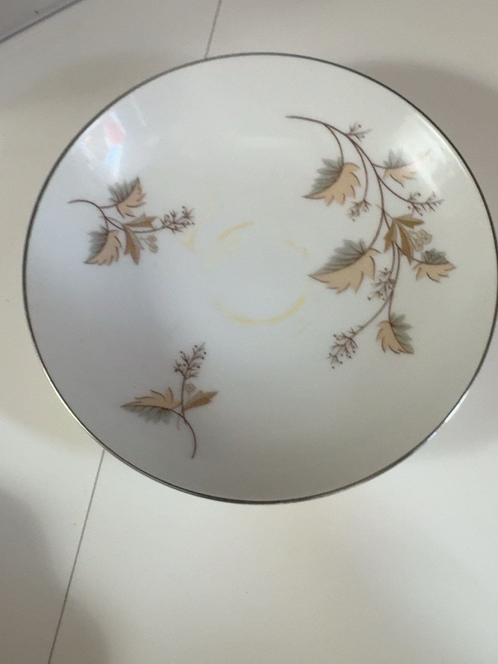 Classic White Porcelain Salad Plate with Gold Leaf Motif